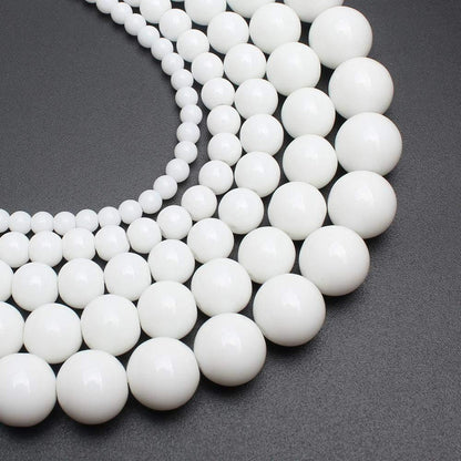 Matte White Onyx Alabaster beads, Round, size 4-12mm. 15.5 inch strand 