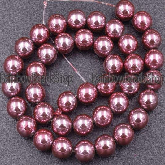 Metalic Pink Hematite Beads,Round, 16'' inch strand 