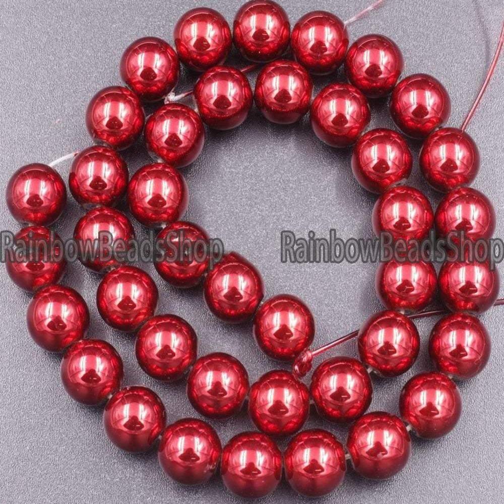 Metalic Red Hematite Beads, Round, 16'' inch strand 