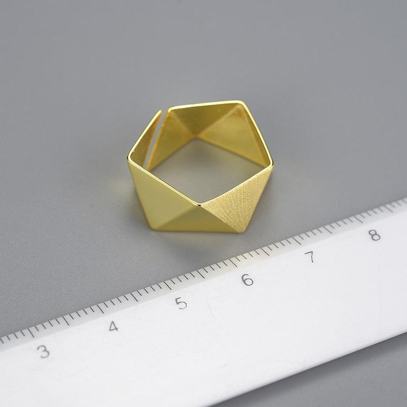 Minimalism Geometric Origami Art Ring, 18K Gold 