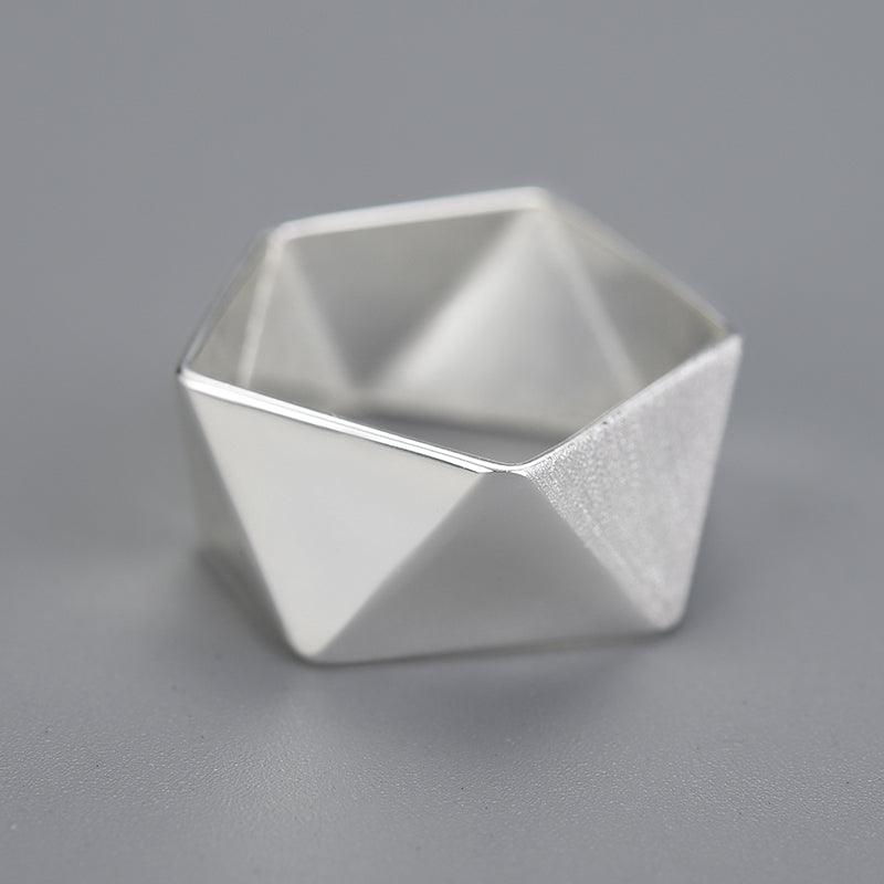 Minimalism Geometric Origami Art Ring, 925 Sterling Silver 