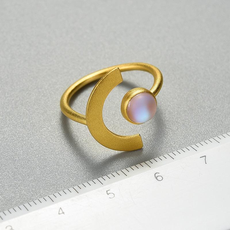 Minimalism Moonstone Ring, 18K Gold 