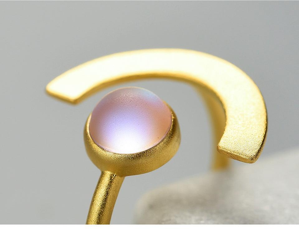 Minimalism Moonstone Ring, 18K Gold 