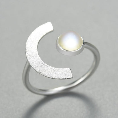 Minimalism Moonstone Ring, 925 Sterling Silver 