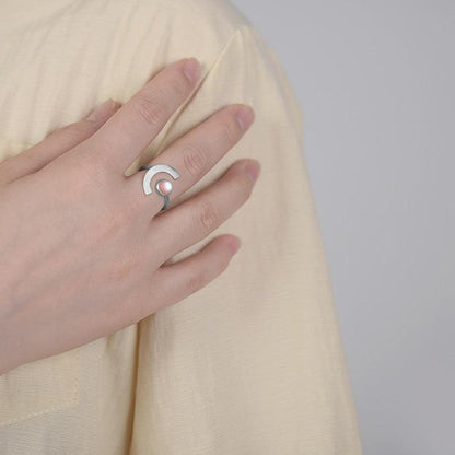 Minimalism Moonstone Ring, 925 Sterling Silver 