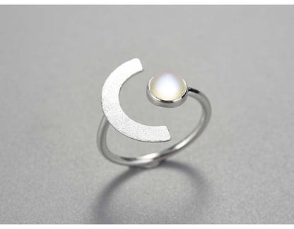 Minimalism Moonstone Ring, 925 Sterling Silver 