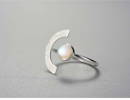 Minimalism Moonstone Ring, 925 Sterling Silver 