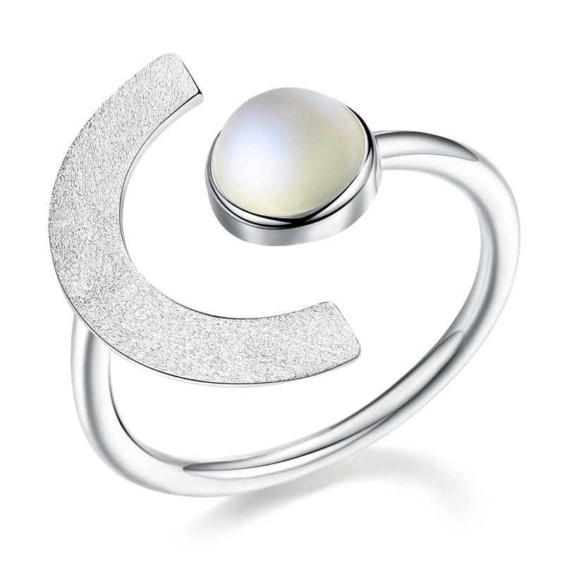 Minimalism Moonstone Ring, 925 Sterling Silver 