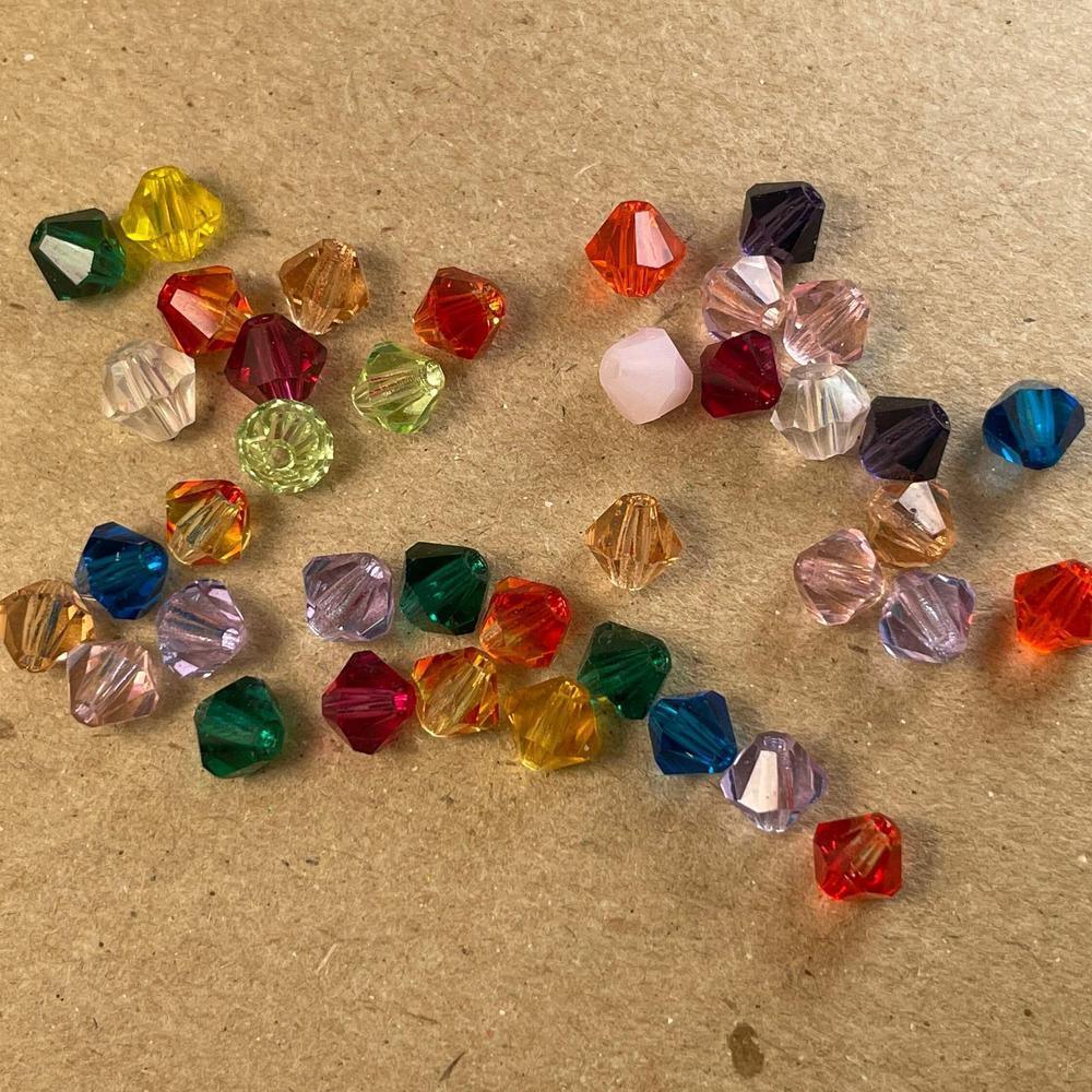 Mixed Czech Crystal Faceted Bicone beads, 4mm 5mm Acrylic Faceted Bicone beads, 100pcs,  for jewerly making and beading 