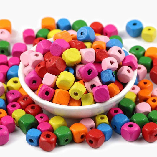 HERZWILD 200Pcs Colourful Wooden Beads Colorful Natural Wooden Round  Handmade Beads Round Painted Wood Spacer Loose Beads Craft Beads for  Jewelry