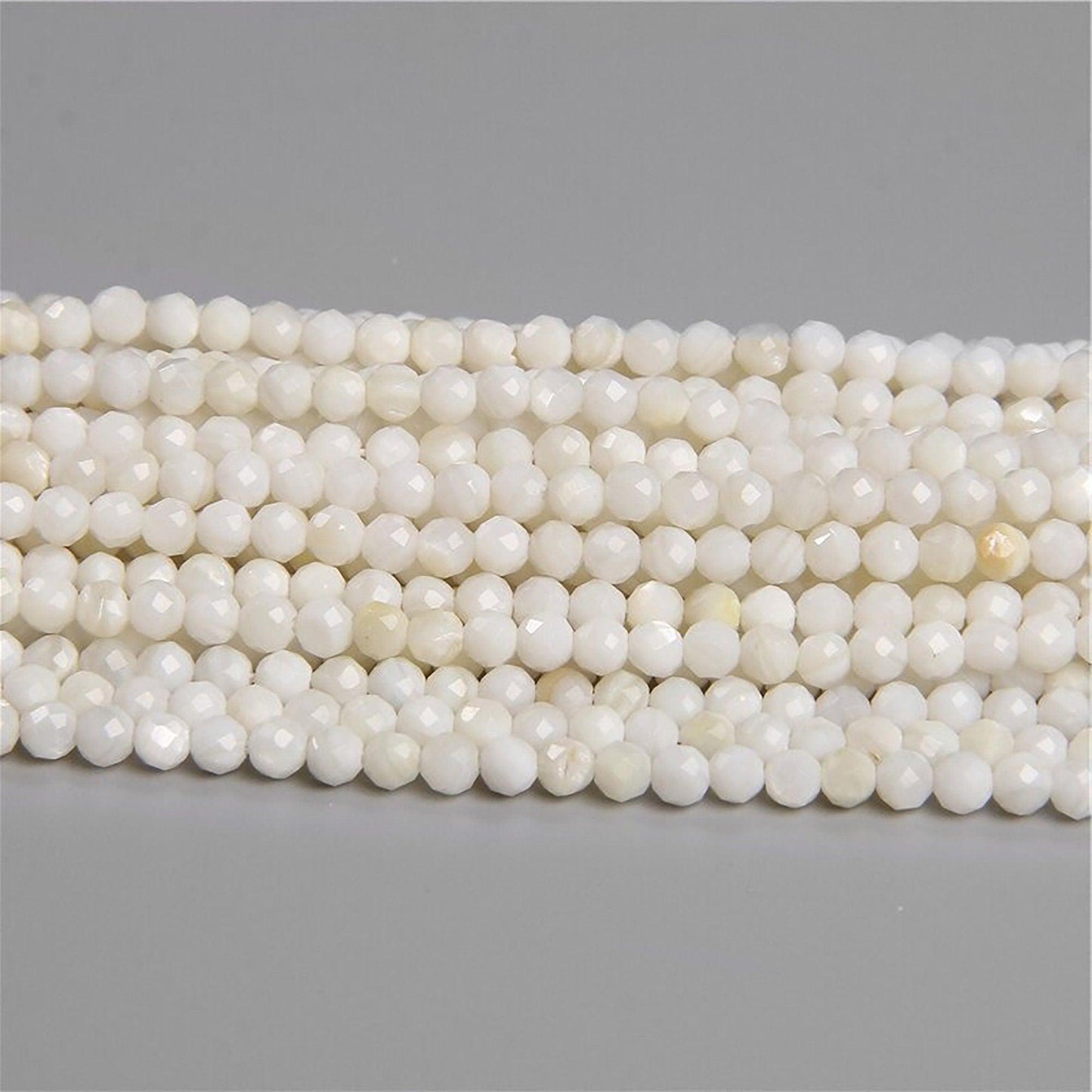 Mother of Pearl Mop shell beads, 2-12mm round beads strand faceted or smooth 