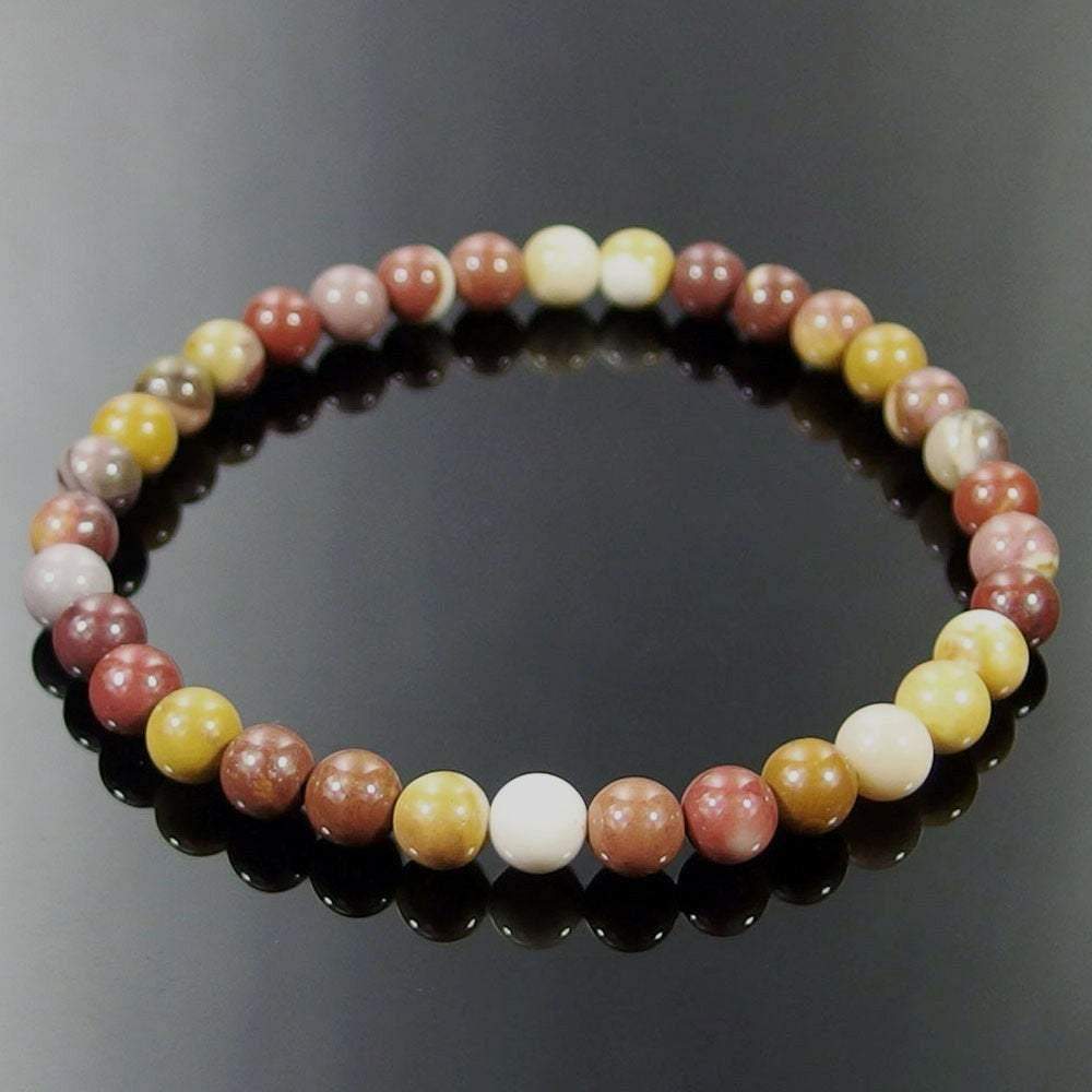 Moukaite jasper gemstone stretch bracelet, 4-12mm – RainbowShop for Craft