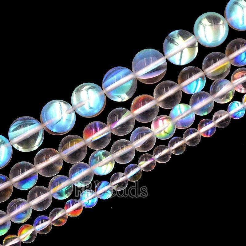 Mystic Aura Quartz AB Beads, Jewelry Holographic Crystal Beads, loose Rainbow Quartz Beads 6mm 8mm 10mm 12mm beads 