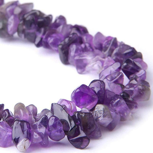 Natural Amethyst Chip Beads, Polished Stone,  5~8mm 34 Inc per strand 