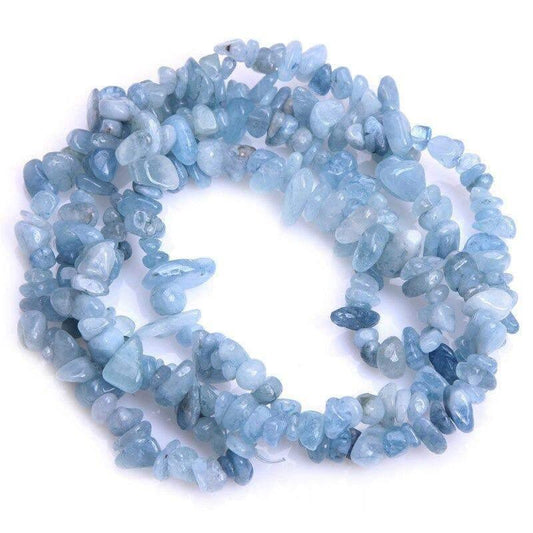 Natural Aquamarine Chip Beads, Polished Stone, 5~8mm 34 Inc per strand 