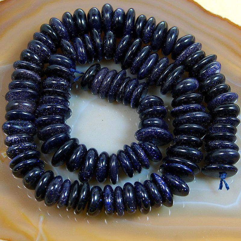 Natural Aventurine beads, Blue Sand Freeform Rondelle Disk Beads 