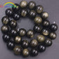 Natural Black Golden Obsidian beads, Round Gemstone, 4-18mm, 15.5''' strand 