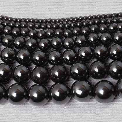 Natural Black Hematite Beads,  Round, 2-12mm, 15.5'' strand 