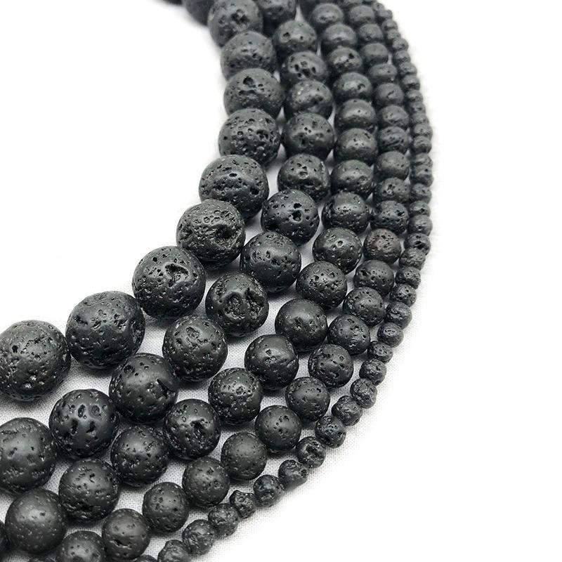 Natural Black Lava Rock Beads, Wholesale Gemstone Round Beads, 4-16mm, 15.5'' strand 