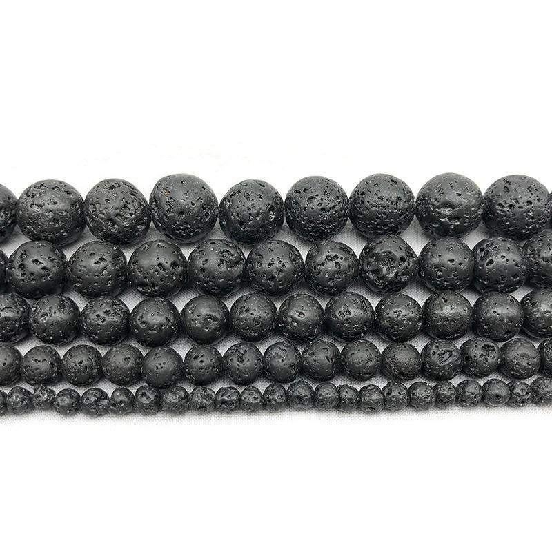 Natural Black Lava Rock Beads, Wholesale Gemstone Round Beads, 4-16mm, 15.5'' strand 