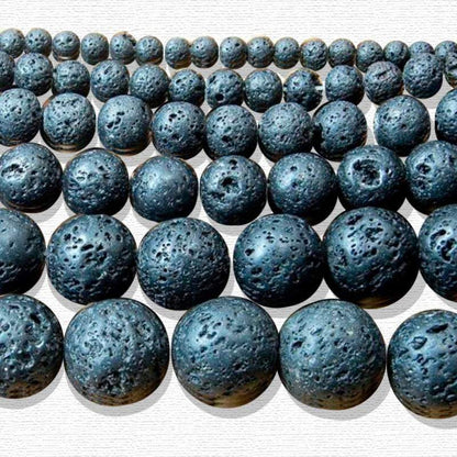 Natural Black Lava Rock Beads, Wholesale Gemstone Round Beads, 4-16mm, 15.5'' strand 