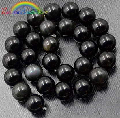 Natural Black Obsidian beads, Jewelry Gemstone, 4-20mm, 15.5'' strand 