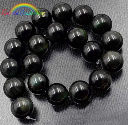 Natural Black Obsidian beads, Jewelry Gemstone, 4-20mm, 15.5'' strand 