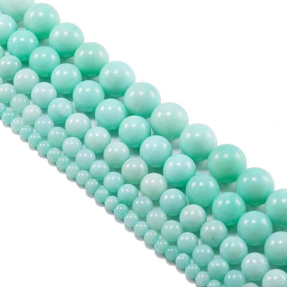 Natural Blue Amazonite Beads, Round,  size 2-10mm, 15.5'' strand 