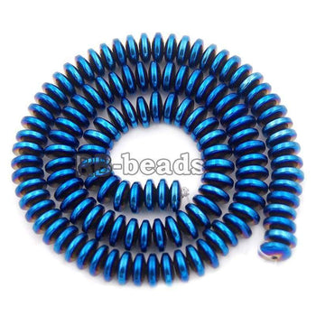 Natural Blue Hematite Rondelle Beads,  2-10mm  16'' strand 