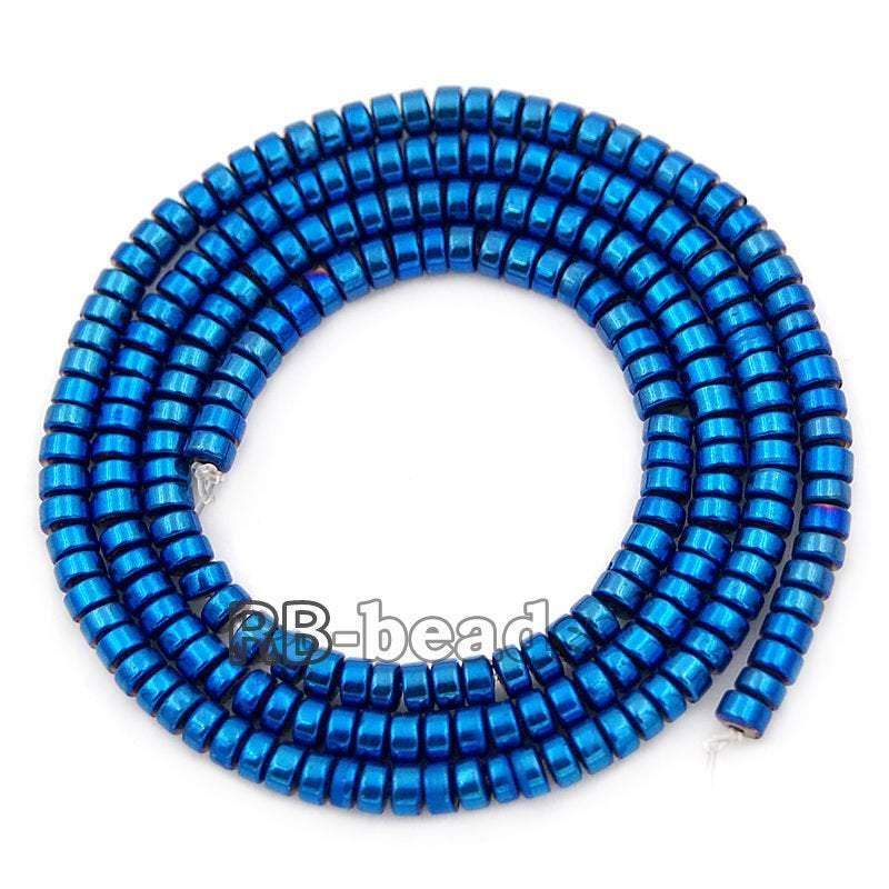 Natural Blue Hematite Rondelle Beads,  2-10mm  16'' strand 