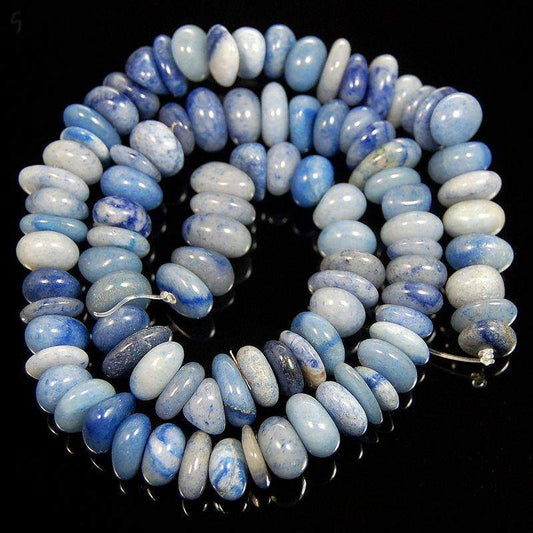 Natural Blue Jade Freeform Rondelle Beads, 3-5x8-13mm, 15'' strand 