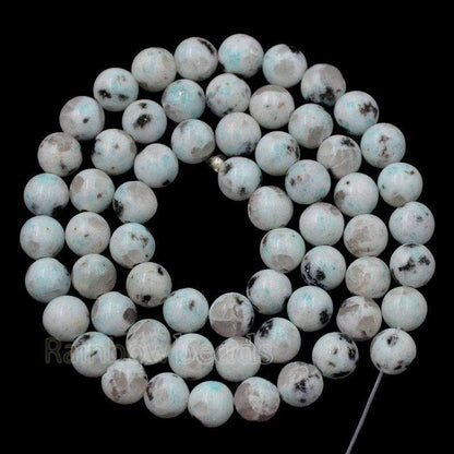 Natural Blue lotus Kiwi Jasper Beads, Round 4-10mm. 15.5'' strand 