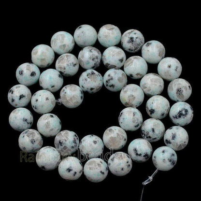 Natural Blue lotus Kiwi Jasper Beads, Round 4-10mm. 15.5'' strand 