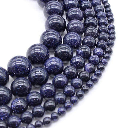 Natural Blue Sandstone Beads, 4-10mm Round Stone, 15.5'' inch. strand 