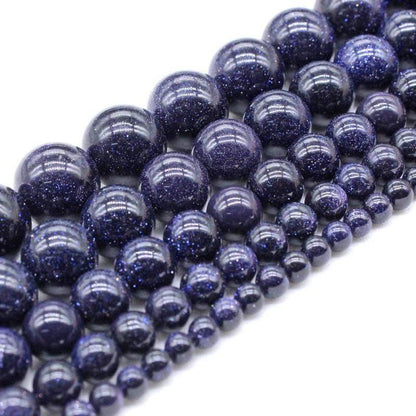 Natural Blue Sandstone Beads, 4-10mm Round Stone, 15.5'' inch. strand 