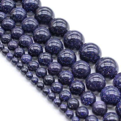 Natural Blue Sandstone Beads, 4-10mm Round Stone, 15.5'' inch. strand 