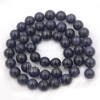 Natural Blue Sandstone Beads, 4-10mm Round Stone, 15.5'' inch. strand 