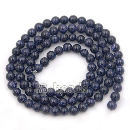 Natural Blue Sandstone Beads, 4-10mm Round Stone, 15.5'' inch. strand 