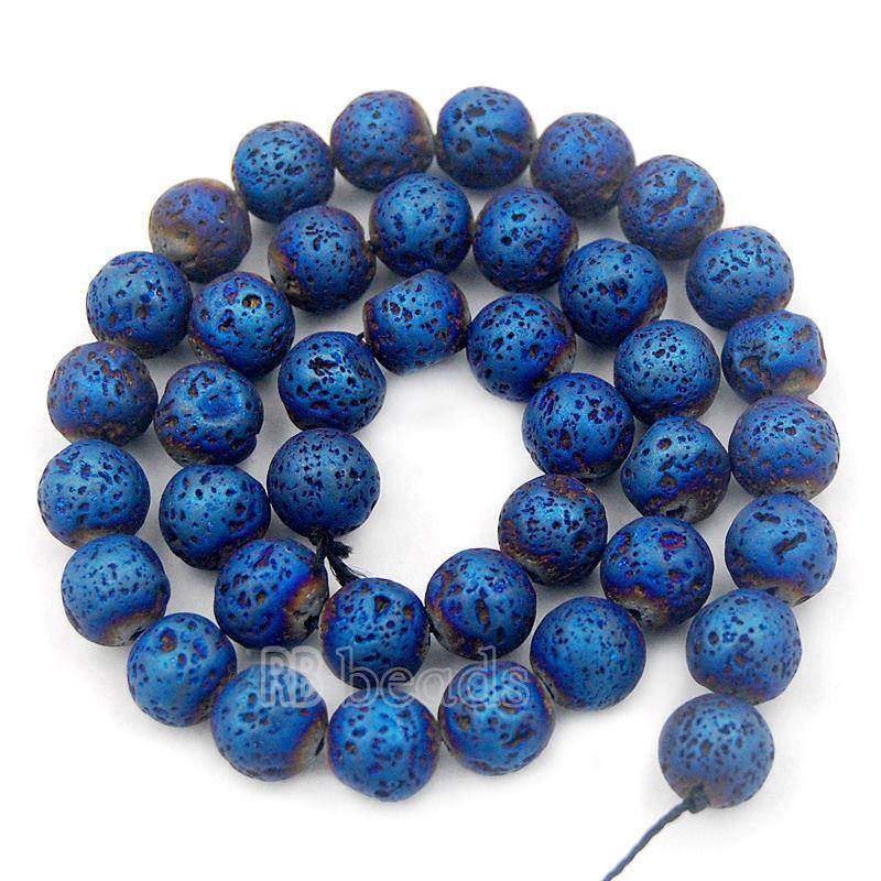 Titanium Coated Blue Lava Beads 🌌 – RainbowShop for Craft