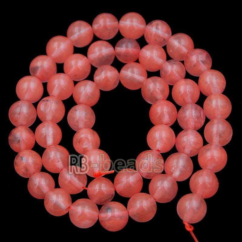 Natural Cherry Quartz Beads, Rose Pink Gem 4mm 6mm 8mm 10mm Stone Round Jewelry Gemstone Beads For Jewelry making 