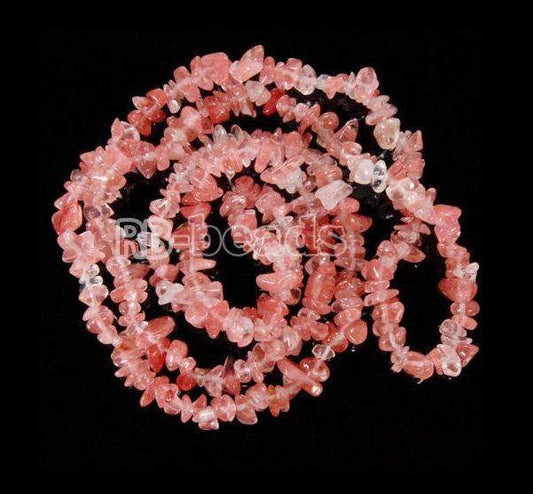 Natural Cherry Quartz Chip Beads, Gemstone Spacer Beads, Polished Stone Smooth Beads,  5~8mm 34 Inc per strand, Wholesale Jewelry beads 
