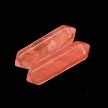 Natural Cherry Quartz double Terminated gemstone wand double chakra Healing crystal hexagonal Stone 