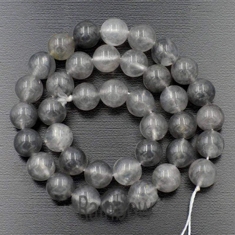 Natural Cloudy Gray Quartz Beads, 4mm 6mm 8mm 10mm 12mm Round Jewelry Gemstone Stone Beads, For Jewelry making and Beading 