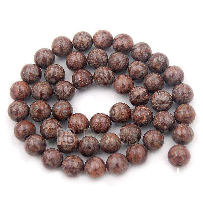 Natural Coffee Jasper Brown Beads, 4-10mm Round Stone, 15.5'' strand 