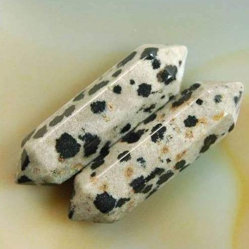 Natural Dalmatian Jasper double Terminated gemstone wand double chakra Healing crystal hexagonal Stone 