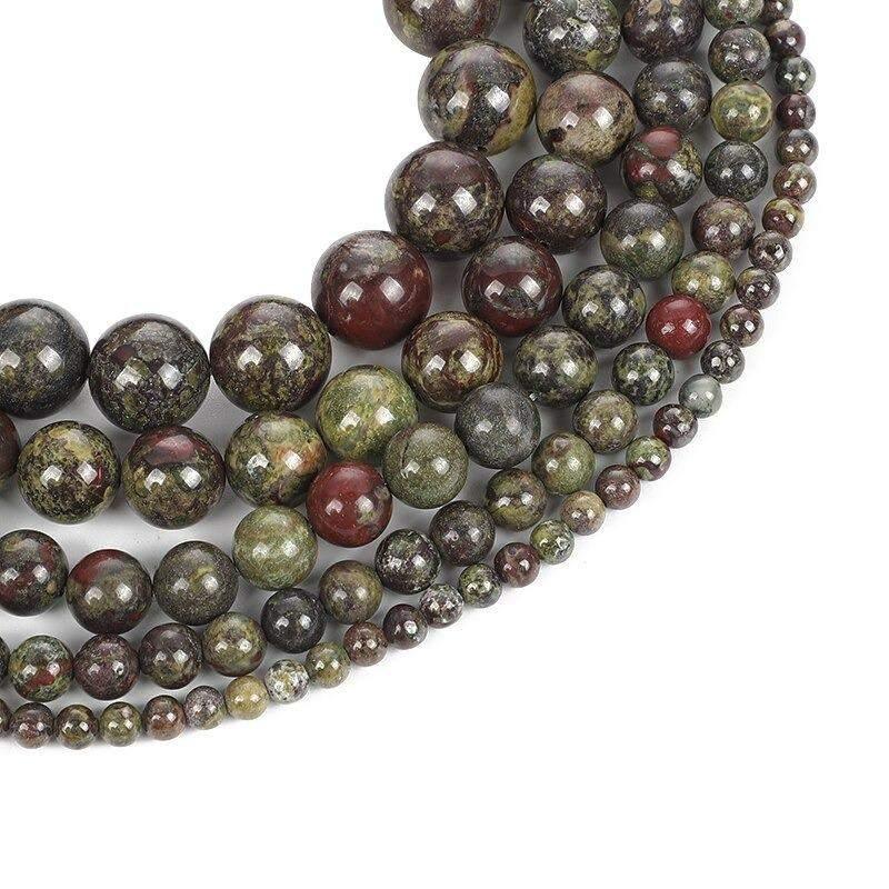 Natural Dragon Bloodstone Round Beads, size 4-12mm, 15.5'' inch strand 
