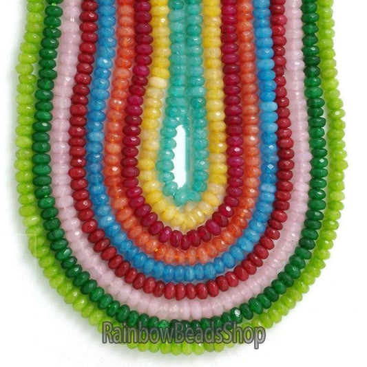 Natural  Dyed Rondelle Faceted Jade Beads, 4x6 5x8mm, 15.5'' 