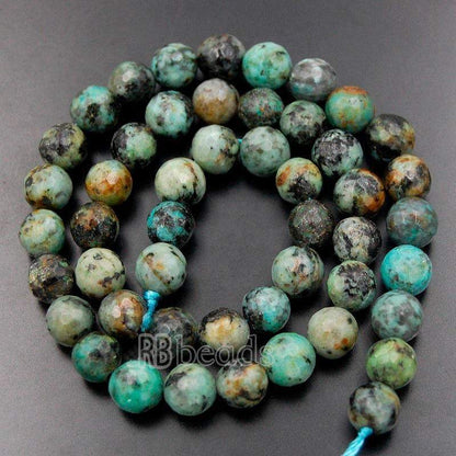 Natural Faceted African Turquoise Beads, 4mm 6mm 8mm Round Jewelry Gemstone Spacer Stone Beads, 15''5 strand. For Jewelry making and Beading 