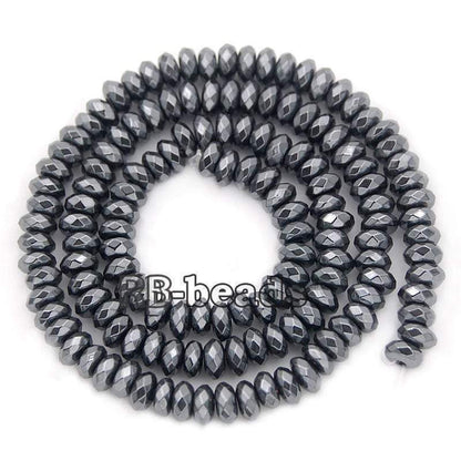 Natural Faceted Black Hematite Rondelle Beads,  2-10mm  16'' strand 