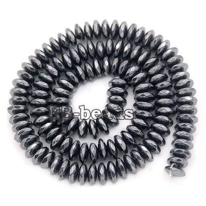 Natural Faceted Black Hematite Rondelle Beads,  2-10mm  16'' strand 